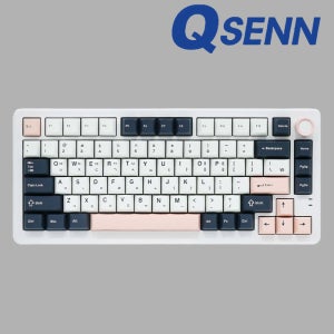 큐센 Q75 애플민트축 V1 화이트 풀윤활 가스켓 유무선 기계식 키보드 블루투스 미니