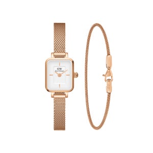다니엘 웰링턴 QUADRO MINI MELROSE 시계 MESH 팔찌 1.8로즈골드 세트