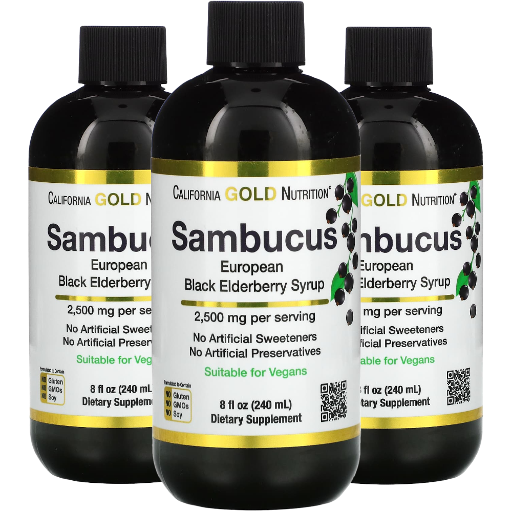 캘리포니아 <b>골드</b> 뉴트리션 CGN 삼부커스 블랙 엘더<b>베리</b> 시럽 240ml 3개