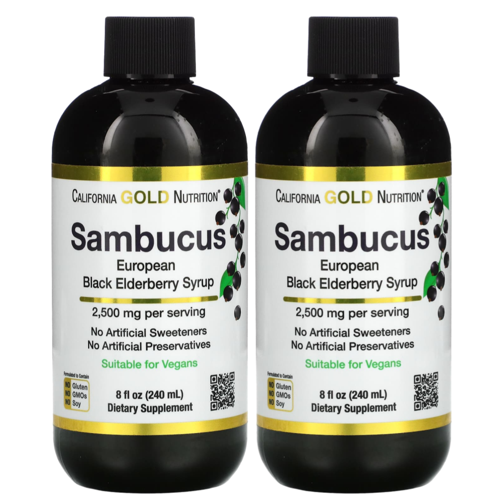 캘리포니아 <b>골드</b> 뉴트리션 CGN 삼부커스 블랙 엘더<b>베리</b> 시럽 240ml 2개