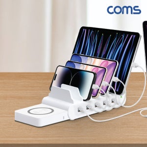 [LS120] Coms 멀티고속충전기+무선충전 PD3.0 QC3.0 5포트 110W