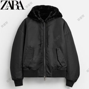ZARA 자라 리버시블 양면 봄버 시어링 후드 점퍼 블랙