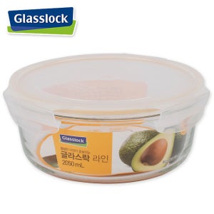 글라스락밀폐통-원형 2050ml 내열강화유리 냉장고보관용기 유리찬통 전자렌지그릇 샐러드볼