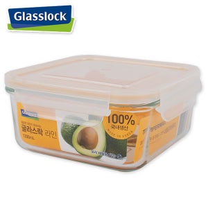 글라스락 밀폐용기-라인정사각 1200ml 내열강화유리 냉장고보관용기 유리찬통 전자렌지그릇