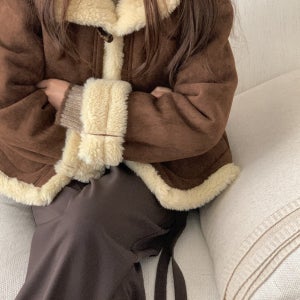 후드 양털 데일리 겨울한파 떡볶이 토글버튼 스웨이드 무스탕 자켓