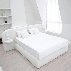 미라벨하우스 샤이드 Q(퀸) 기능성 패브릭 조명 침대프레임 신혼부부 부클 맞춤제작 가구전문