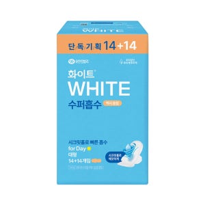 화이트 수퍼흡수 맥시 슬림 대형 14+14개입 1팩 생리대