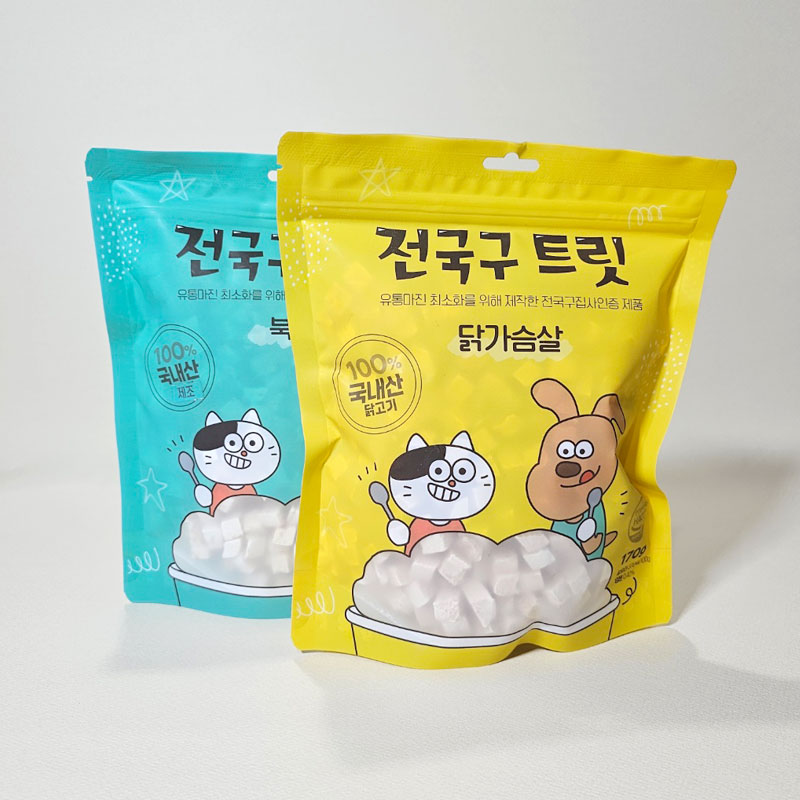 jgg 전국구트릿 강아지 고양이 국내산 동결건조 간식 닭가슴살+북어 2종콤보, 290g, 1개