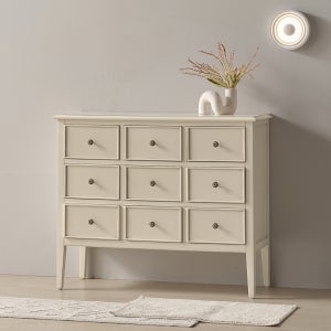 멜즈 엔틱 서랍장 원목 9칸 3단 미니 체스트 낮은 서랍장 안방 거실 서랍(1090)