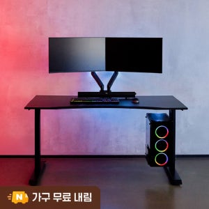 루나랩 컴퓨터책상 거실 서재 1인용 게이밍 책상 블랙커브1500 기사설치