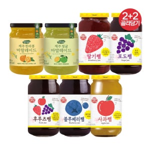 [2+2] 오뚜기 딸기쨈/사과쨈/포도쨈/블루베리쨈/후루츠쨈/제주청귤마말레이드/제주한라봉마말레이드