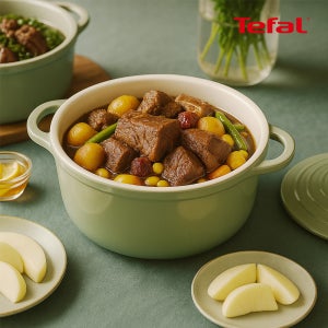 [옵션] 테팔 인덕션 세라믹 주물 에어 양수냄비 24cm, 그린