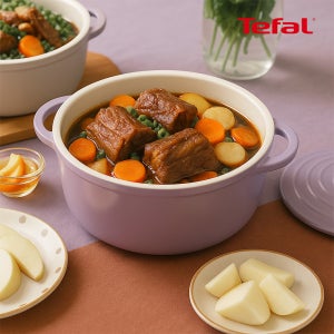 [옵션] 테팔 인덕션 세라믹 주물 에어 양수냄비 24cm, 퍼플