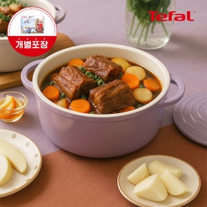 [옵션] 테팔 인덕션 세라믹 주물 에어 양수냄비 24cm, 퍼플