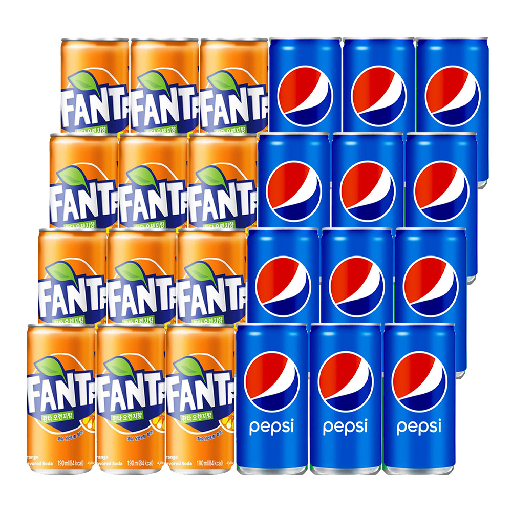 미니음료수 펩시콜라 190ml 12개 환타 12개 미니캔