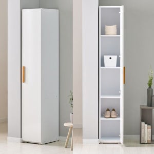 광폭 문달린 원목손잡이 슬림 30cm 5단 수납장 수납공간 공간활용 견고한선반