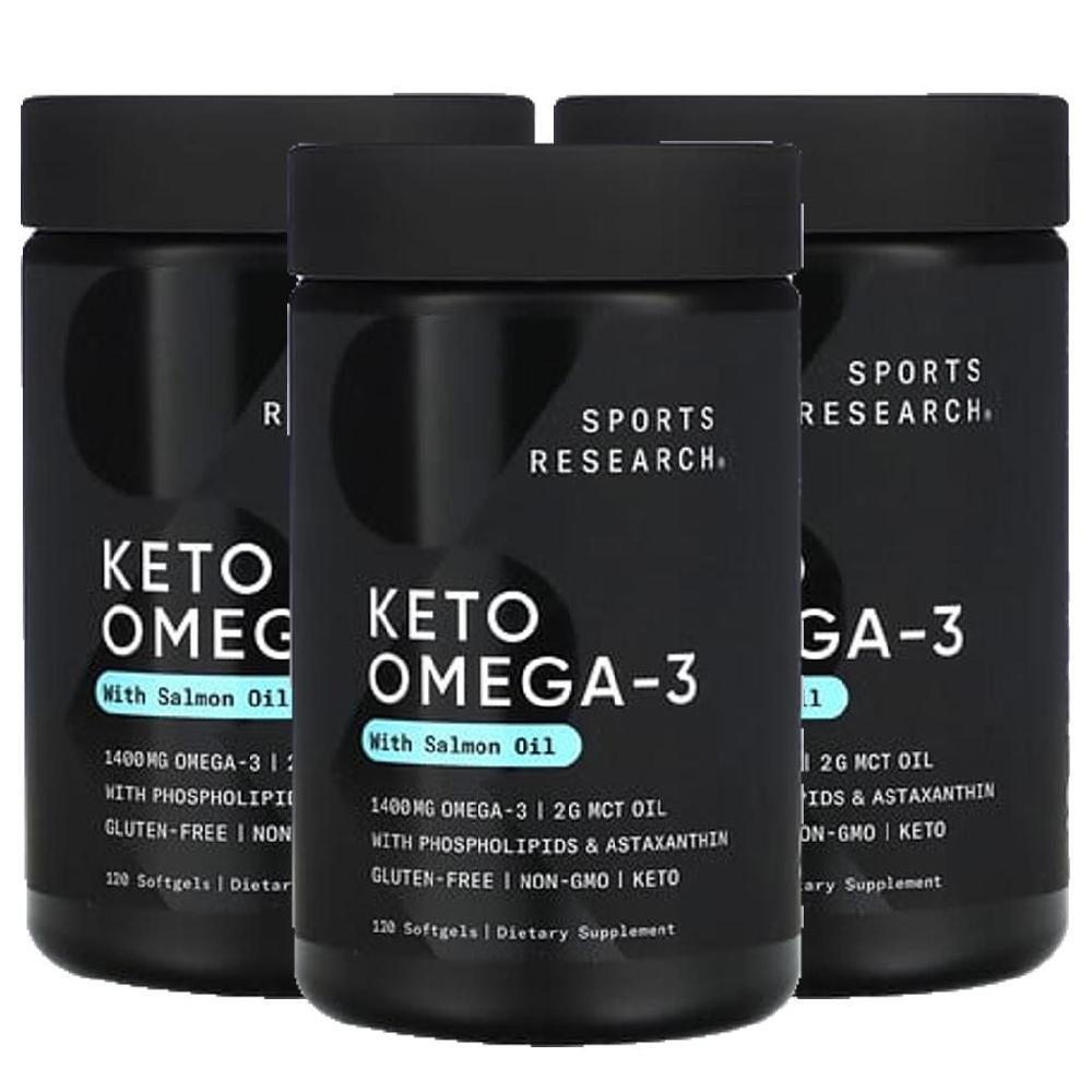스포츠리서치 <b>케토오메가</b>3 <b>1400mg</b> 120정 3병 EPA DHA <b>Keto Omega</b>3
