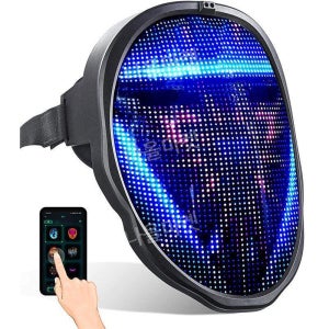 LED 빛나는 마스크 편집 낙서 사이버 펑크 헬멧 전자 화면 블루투스 제스처 얼굴 변경 일반형스몰마스크 기본+편집그래픽텍스트 가능