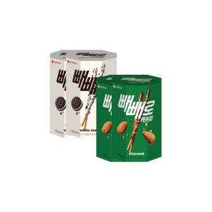 롯데 빼빼로 화이트쿠키 132g 2개 + 아몬드 132g 2개