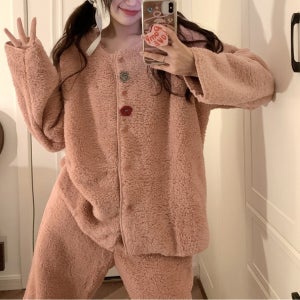298 / 무지 단추 수면 잠옷세트