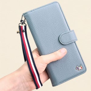 [아가타] 베이스 슬림 다이어리 지갑 케이스 스트랩 스카이블루, 갤럭시A21-A21S 공용