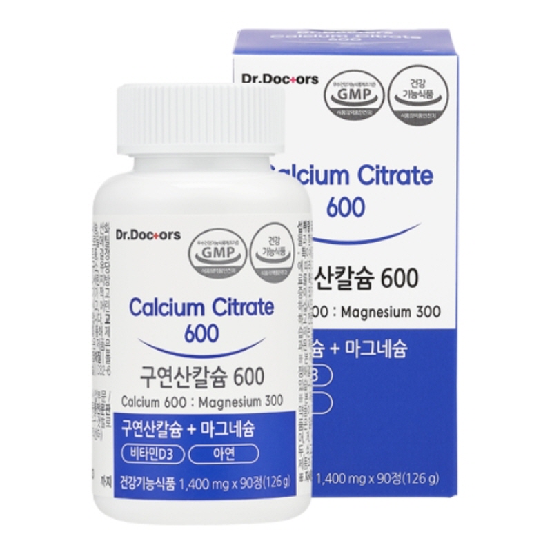 <b>닥터닥터스</b> 구연산칼슘 600 1,400mg x 90정, 1개
