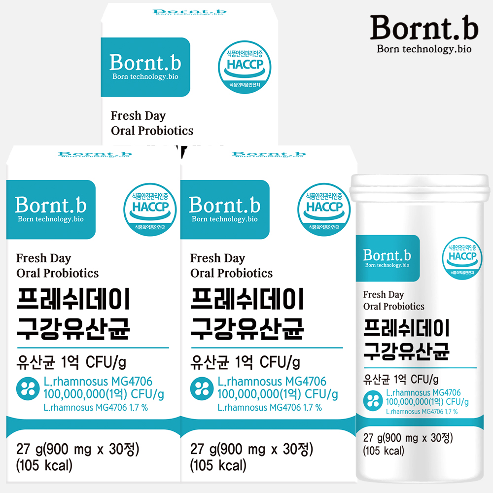 <b>본트비</b> 프레쉬데이 구강유산균 프로바이오틱스 30정, 3개