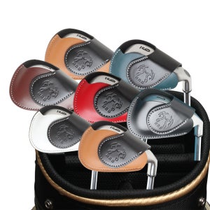 헤링본 이태리 베지터블 소가죽 자석 아이언커버 골프채 헤드커버 골프클럽 8개 1세트