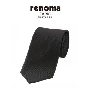 [레노마타이]솔리드 블랙 슬림 남자 넥타이