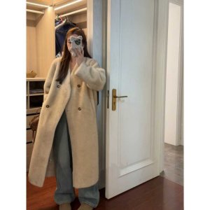올인원퍼코트 여성용 밍크풍 따뜻한 오버핏 퍼코트