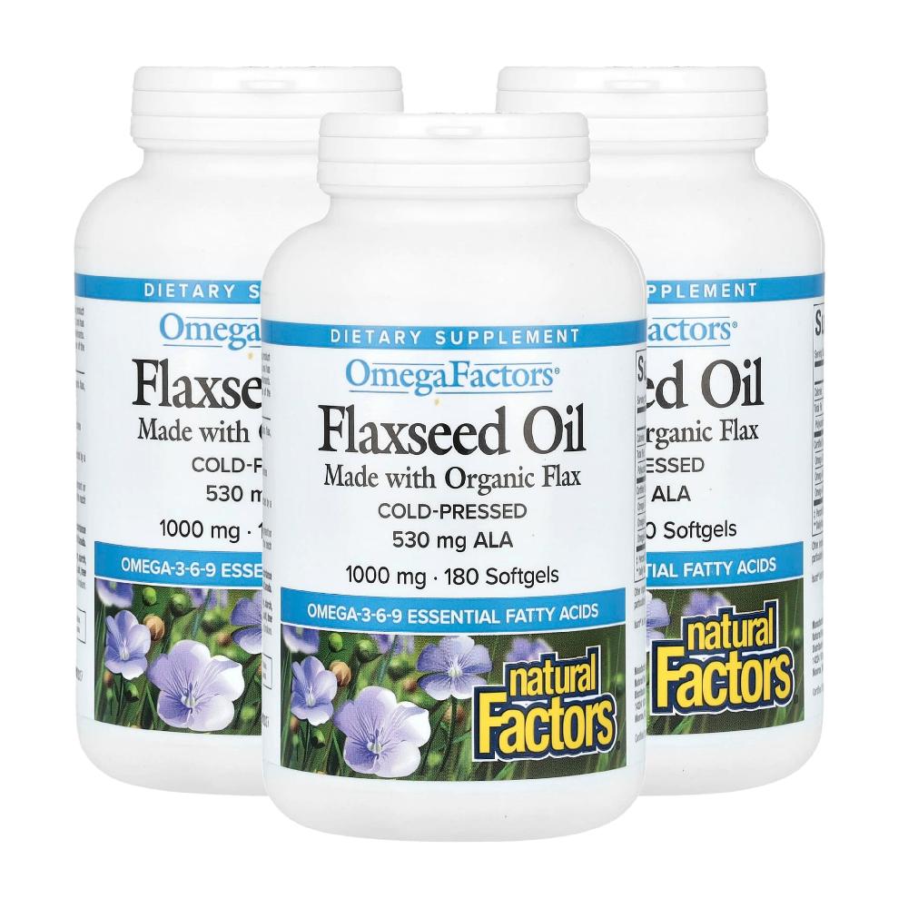 내츄럴팩터스 플렉시드오일 비타민E <b>알파 리놀렌산</b> 1000mg 180정 3개