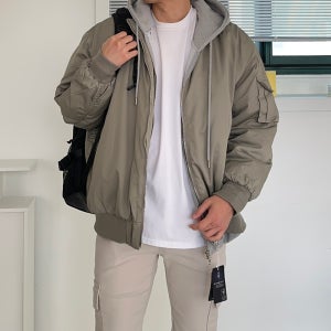 남자항공점퍼 오버핏 누빔 겨울 남성 블루종 점퍼 남자숏패딩