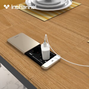 인채널 슬라이드콘센트 도트 2구 C타입 가구매립 빌트인콘센트 샤인골드 IDT103