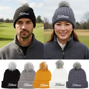 타이틀리스트 비니 투어 케이블 폼폼 겨울 골프 모자
