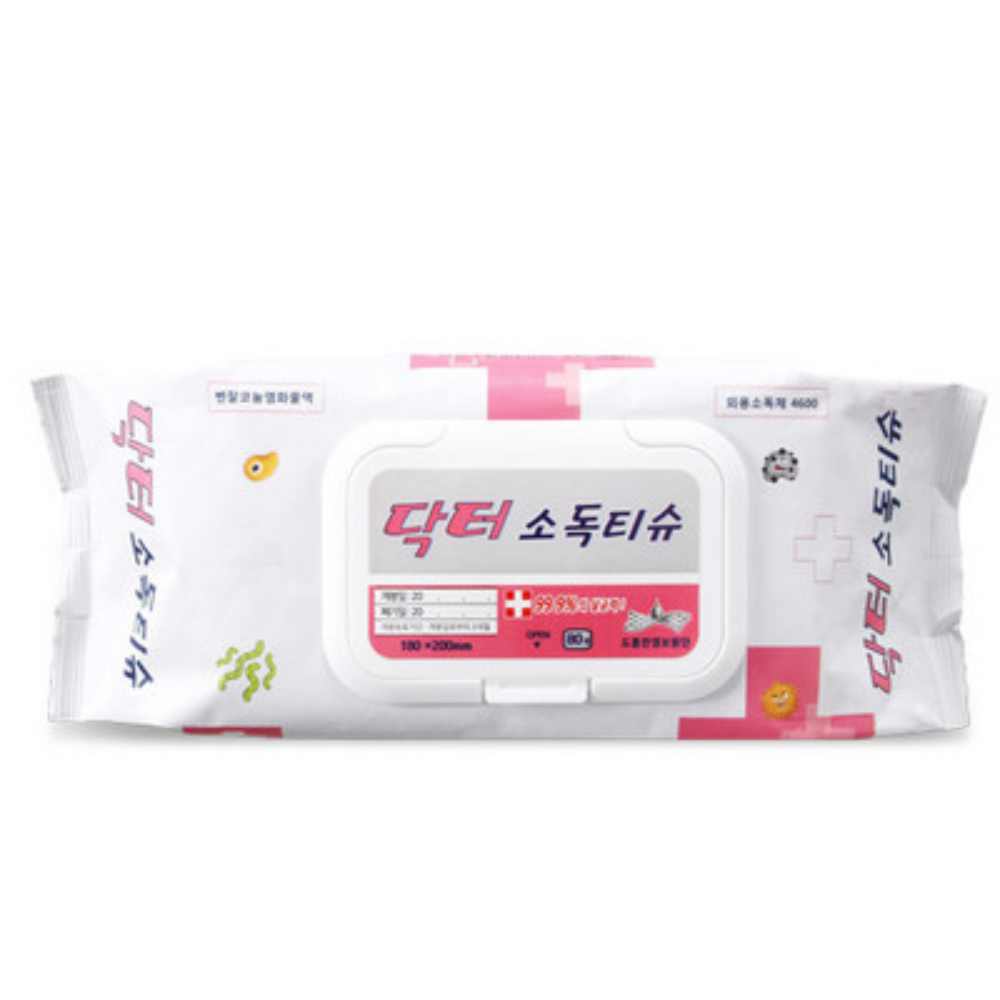 [MH몰] 케어팜 닥터 소독티슈 병원용 의약외품 80매 손소독 물티슈