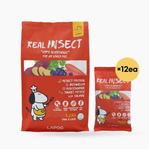 [200g 증정] 하이포알러제닉 라포그 리얼인섹트 강아지 반려견 곤충 단백질 알러지케어 가수분해 건식사료 관절건강, 1.2kg, 1개