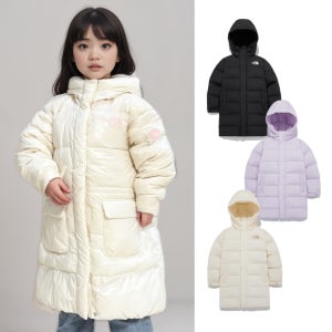 노스페이스 키즈 롱패딩 롱다운 코트 뉴퍼피 하이브리드