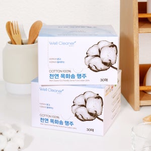국산 생분해 천연 목화솜 행주 30매 친환경 코튼