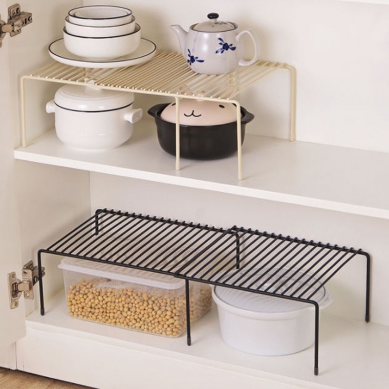 다이소 길이조절 선반 그릇 후라이팬 냄비 정리대 상부장수납