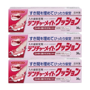 일본 덴처메이트 틀니 의치 틀리 접착제 틀이 안정제 36g 3개 세트 쿠션코렉트 대용
