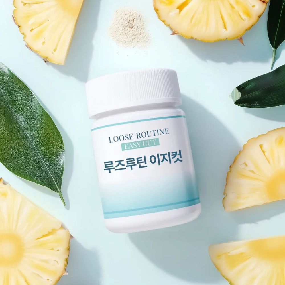 루즈루틴 브로멜라인 이지컷 초고함량 퀘르세틴 수국잎 차전자피 얼굴 붓기 60정, 1개