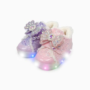 베이비솔 폼폼크리스탈 LED 털 운동화 키즈 아동 아기 유아 남아 여아 신발