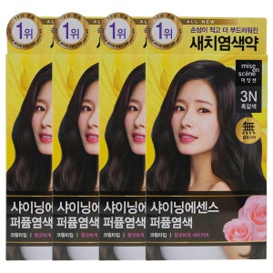 미쟝센 올뉴 샤이닝에센스 염색약 100g, 흑갈색 3N, 4개