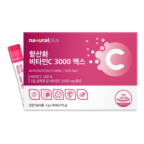 <b>내츄럴</b>플러스 <b>비타민C</b>가루 항산화<b>비타민</b>씨분말 90포 3개월분 비타씨 3000 아스코르브산