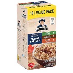 퀘이커 인스턴트 오트밀 18개입 1팩 3가지맛 Quaker Instant Oatmeal, Variety Value Pack, 18 Count