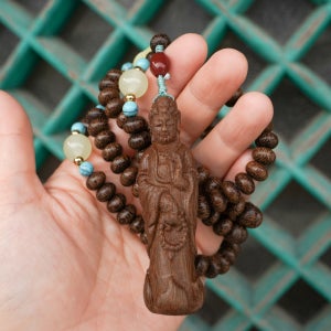 관세음 보살 나무 불상 108 불교 염주 단주 차걸이