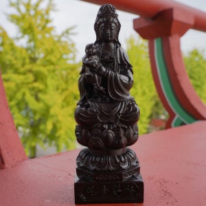 송자 관음 보살 관세음 불상 부처님 명상 가정용 목불 나무 상