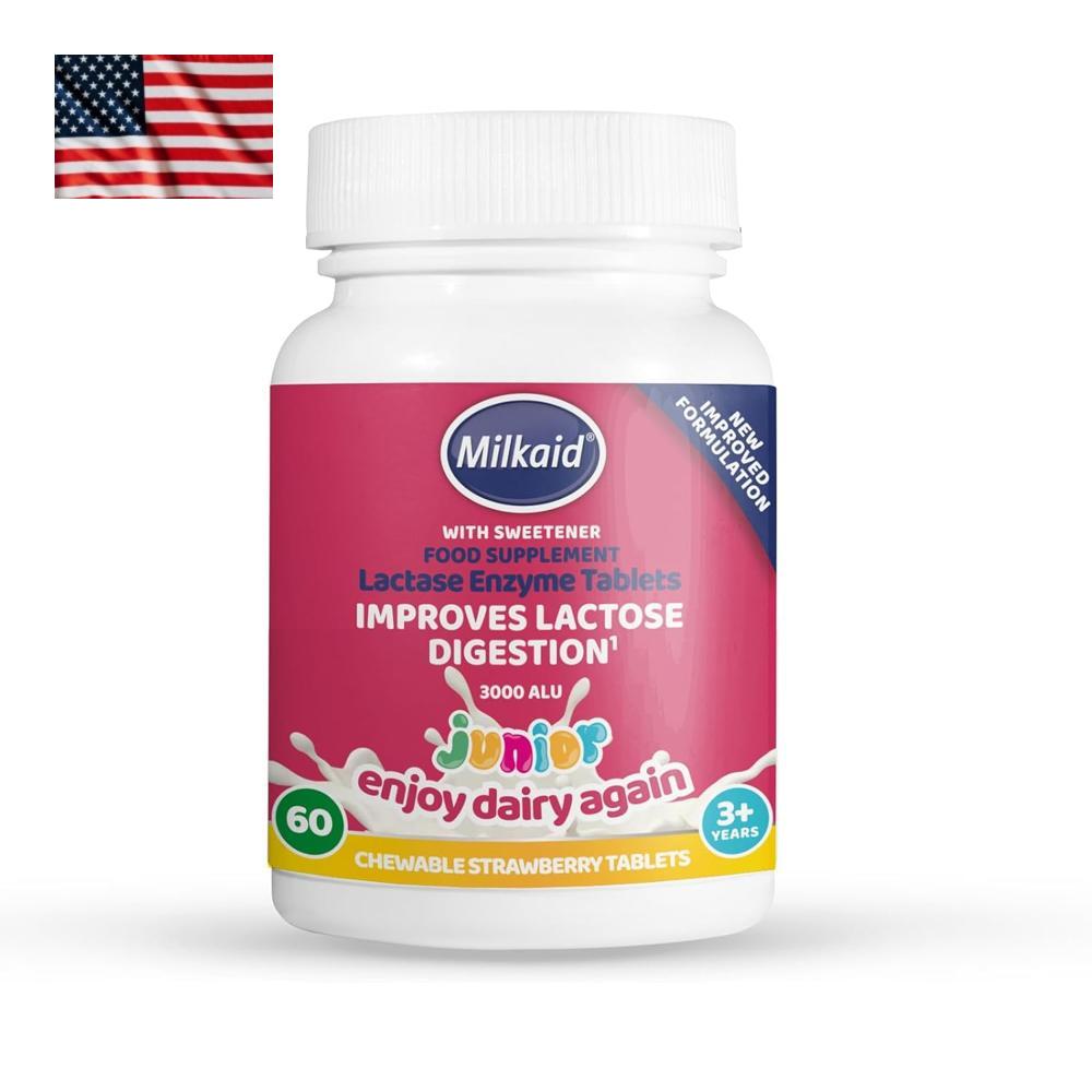 Milkaid Lactase Enzyme 밀크에이드 츄어블 어린이 <b>락타아제</b> 효소 60개