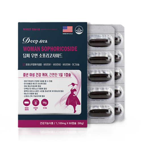 딥씨 <b>회화나무열매 추출물</b> 소포리코사이드 1100mg 대두 이소플라본 60캡슐, 1개