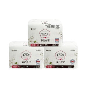 유한킴벌리 좋은느낌 좋은순면 중형 18px3팩 생리대